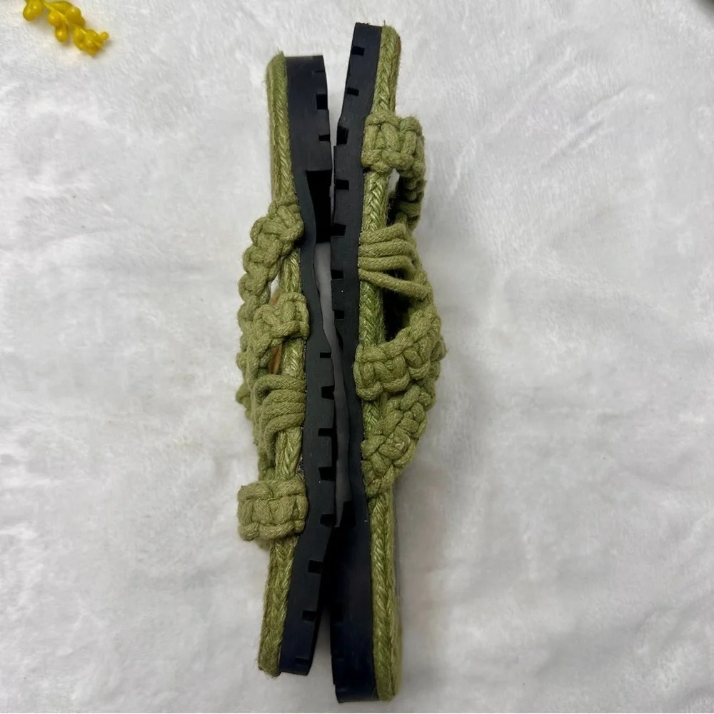 Free People Sandri Macrame Sandals in Olive Green Womens EU 37.5/ US 7
